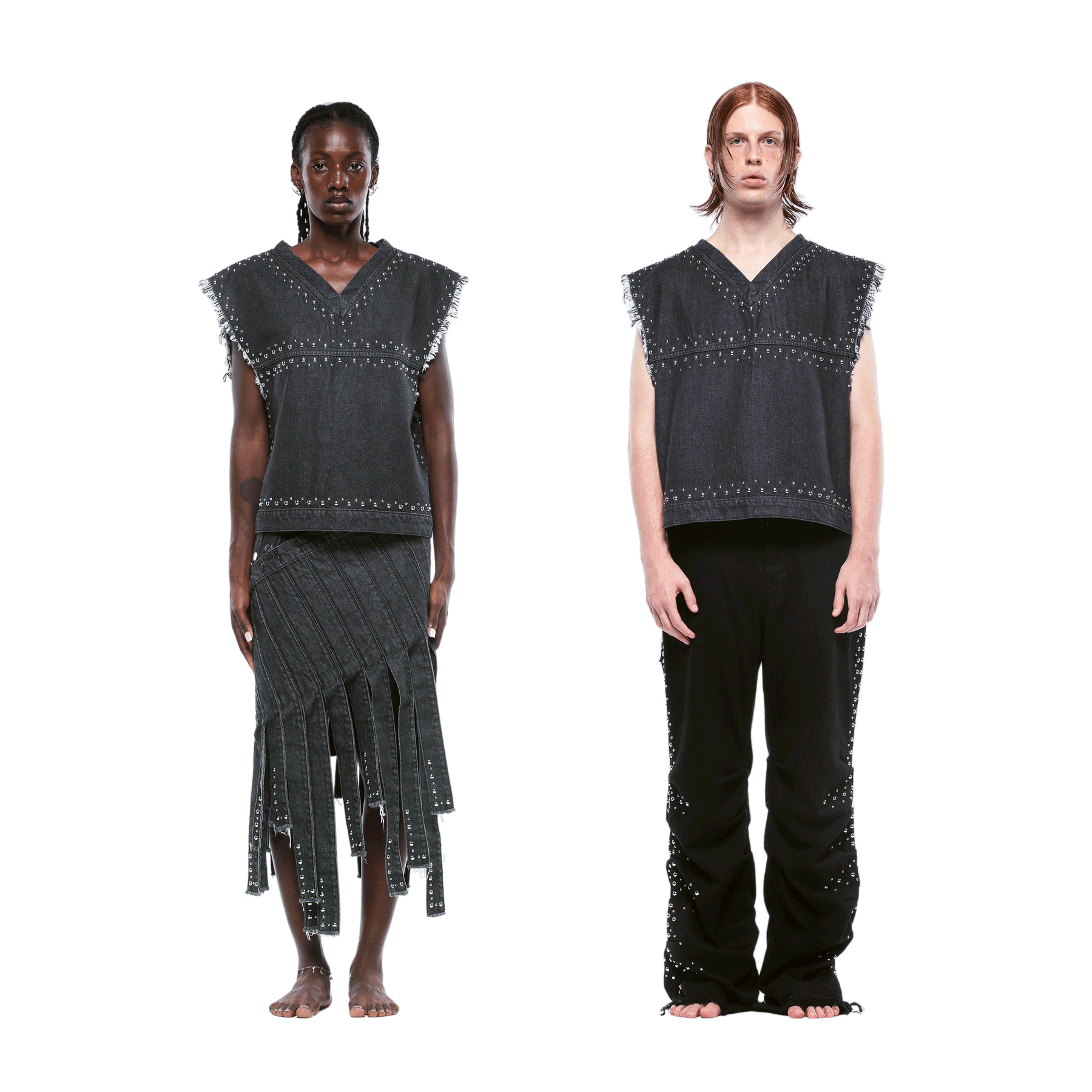 STUDDED TORSO TANK TOP - WOMAN