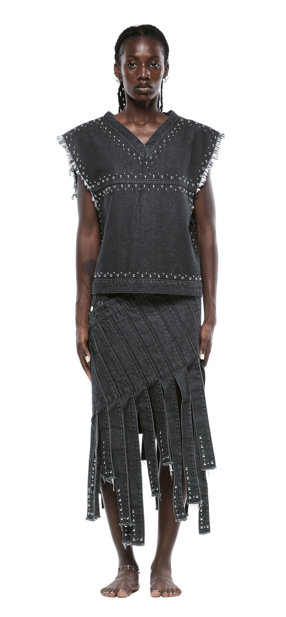 CANOTTA STUDDED TORSO IN DENIM - DONNA