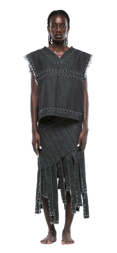 CANOTTA STUDDED TORSO IN DENIM - DONNA