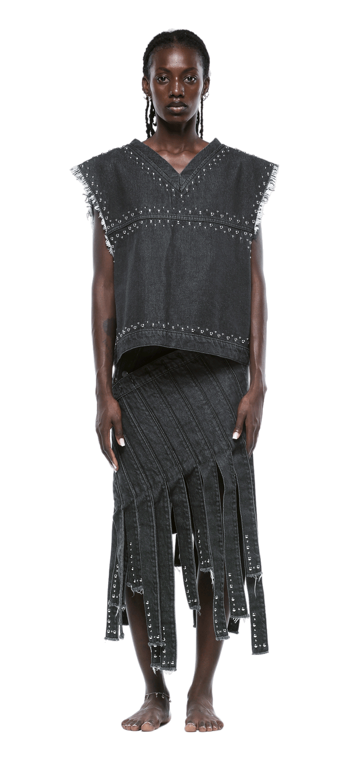 CANOTTA STUDDED TORSO IN DENIM - DONNA