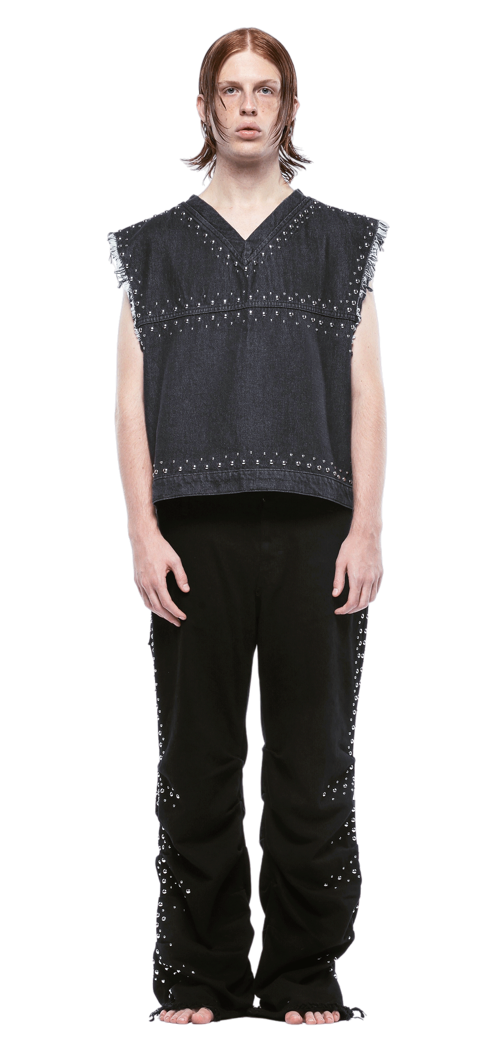 CANOTTA STUDDED TORSO IN DENIM - DONNA