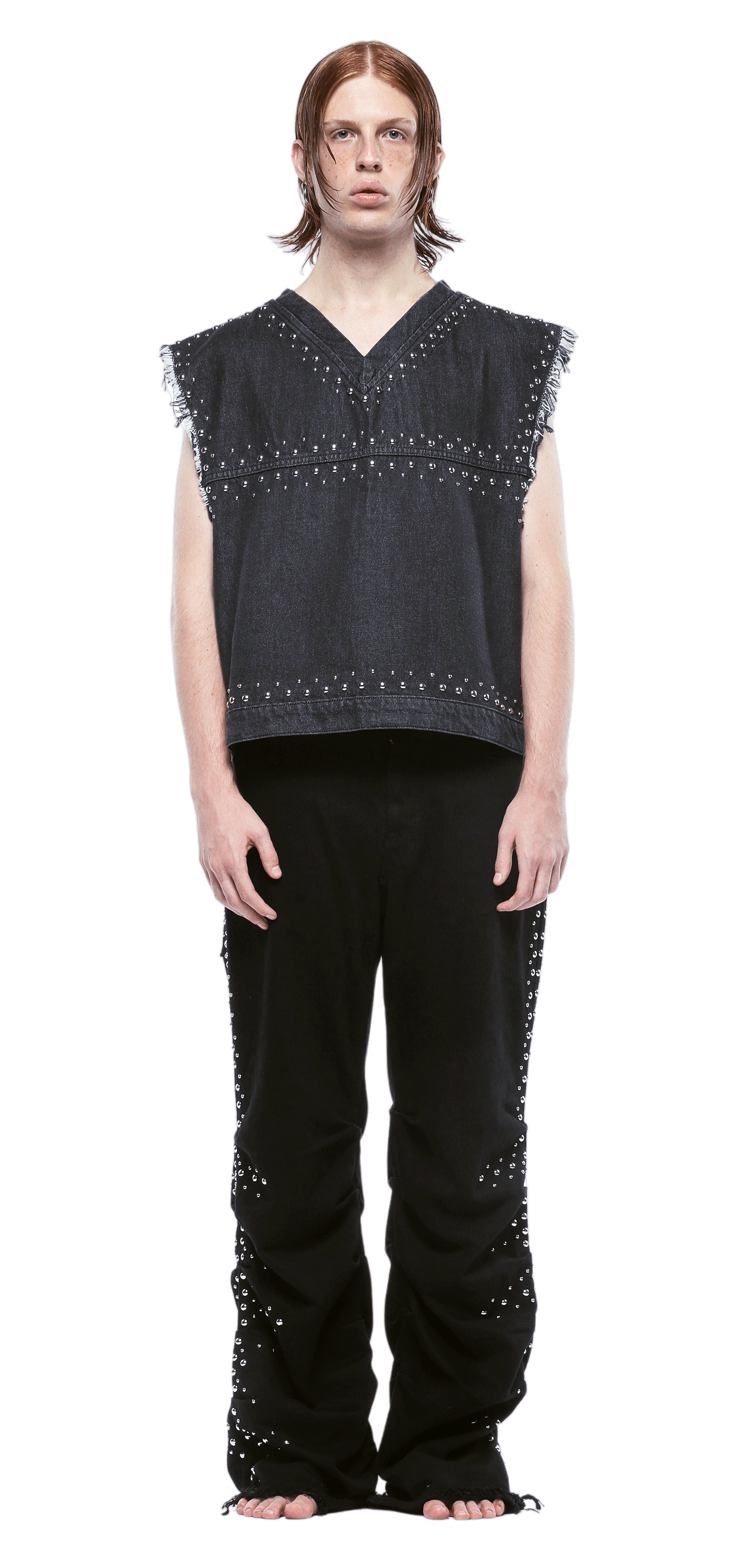 CANOTTA STUDDED TORSO IN DENIM - UOMO
