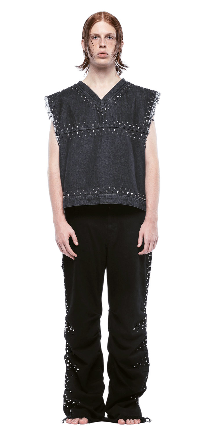 CANOTTA STUDDED TORSO IN DENIM - UOMO