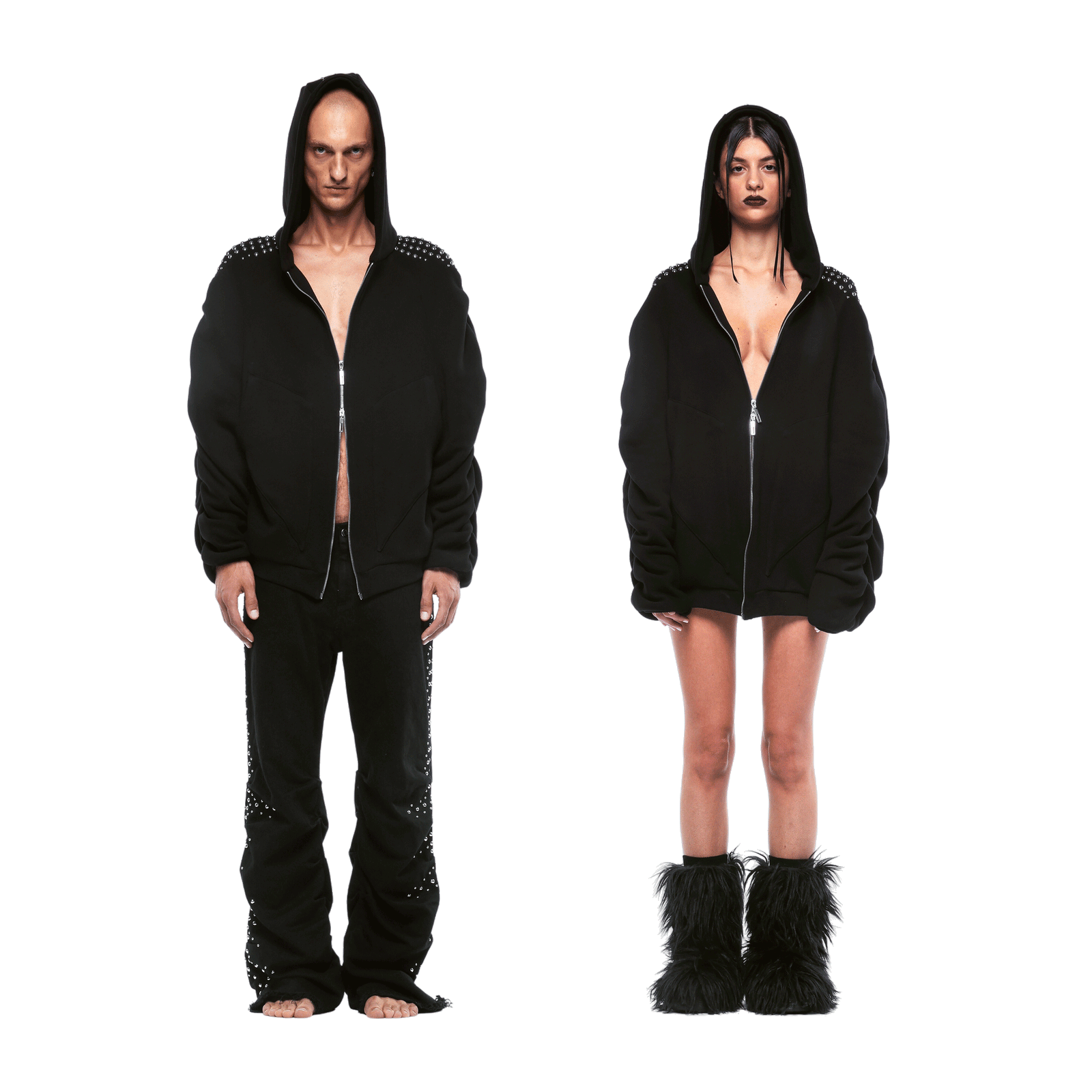 FELPA ZIP STUDDED SYNTAX CON DRAPPEGGIO  - UOMO