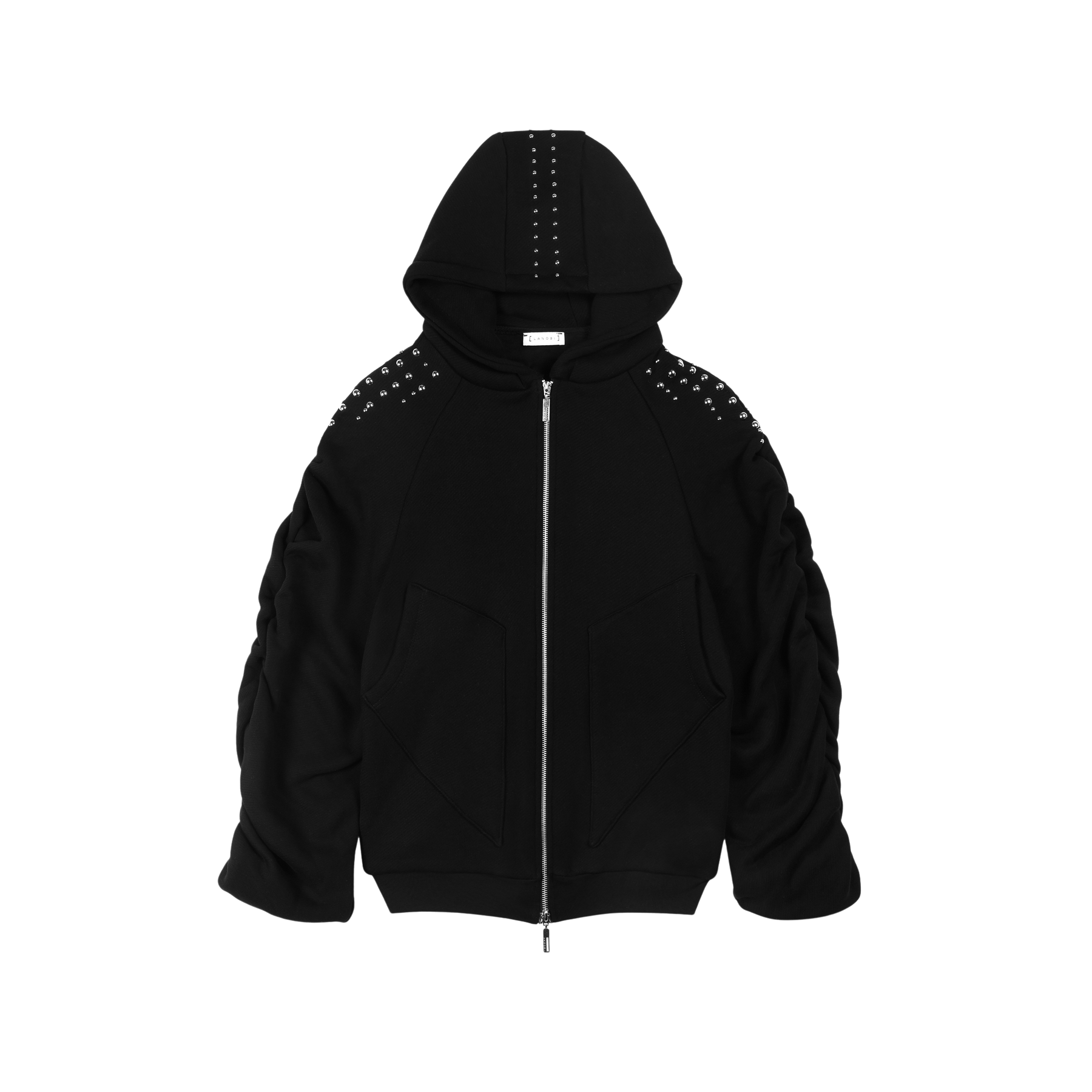 STUDDED SYNTAX FOLDED ZIP HOODIE  - WOMAN