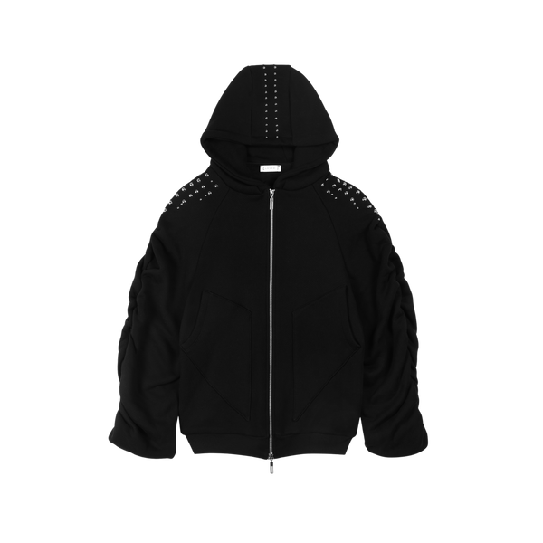 STUDDED SYNTAX FOLDED ZIP HOODIE  - MAN
