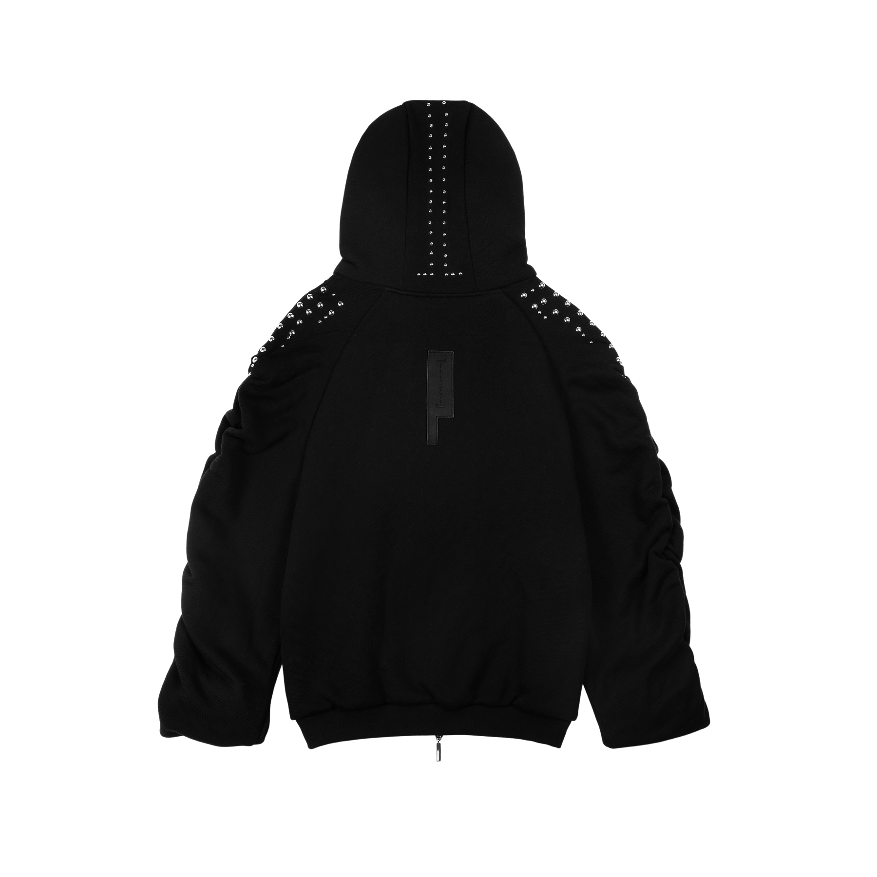 STUDDED SYNTAX FOLDED ZIP HOODIE  - WOMAN