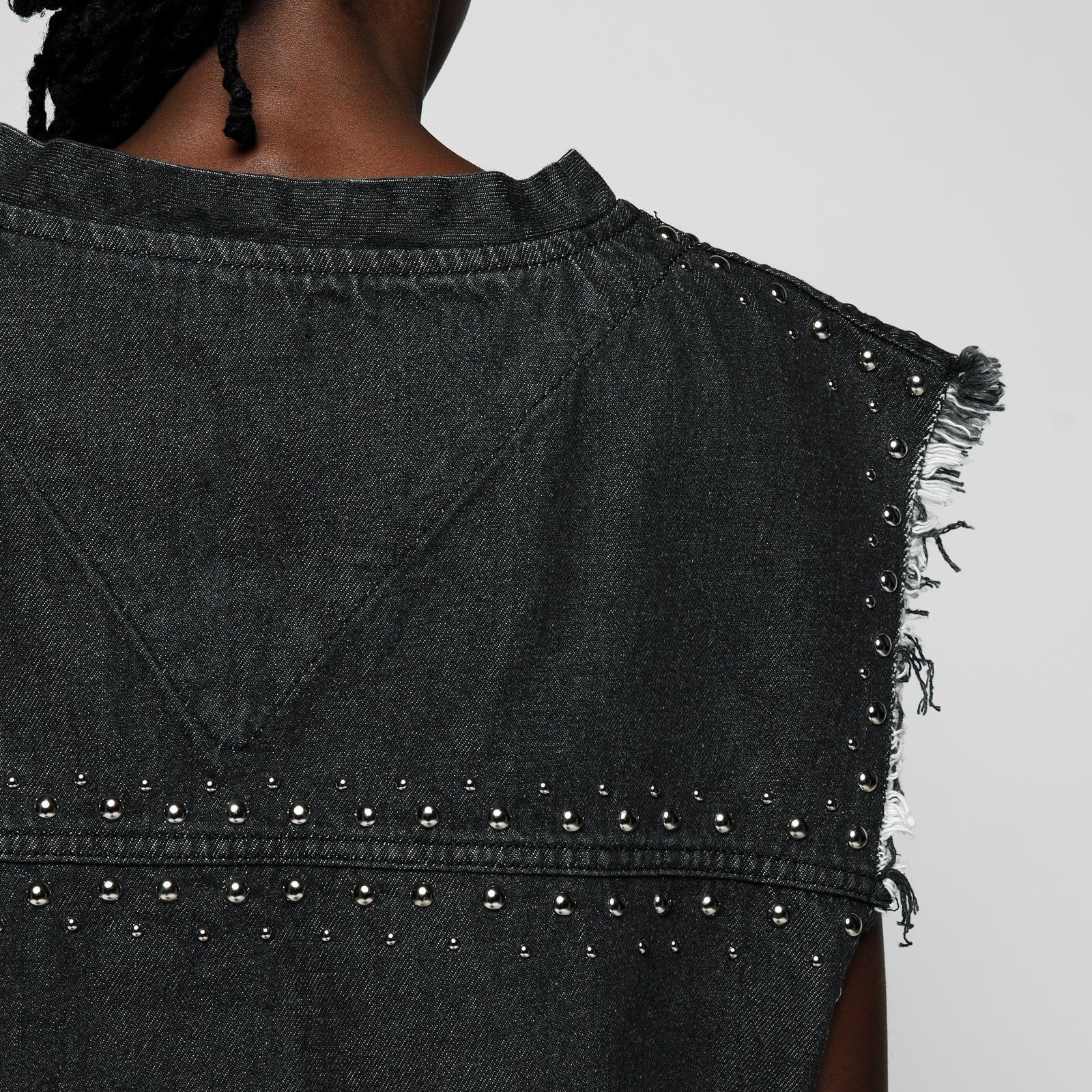 CANOTTA STUDDED TORSO IN DENIM - DONNA