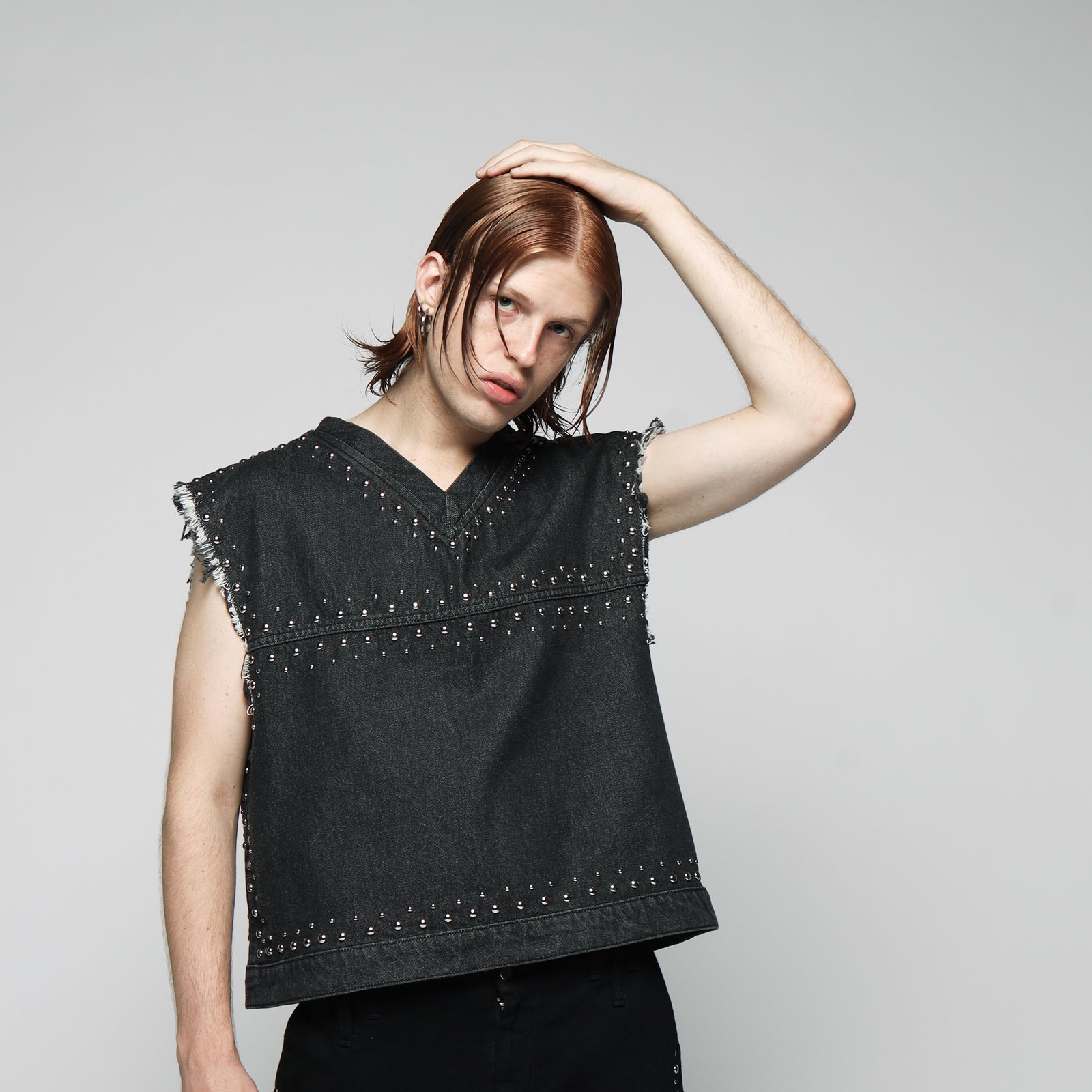 CANOTTA STUDDED TORSO IN DENIM - UOMO