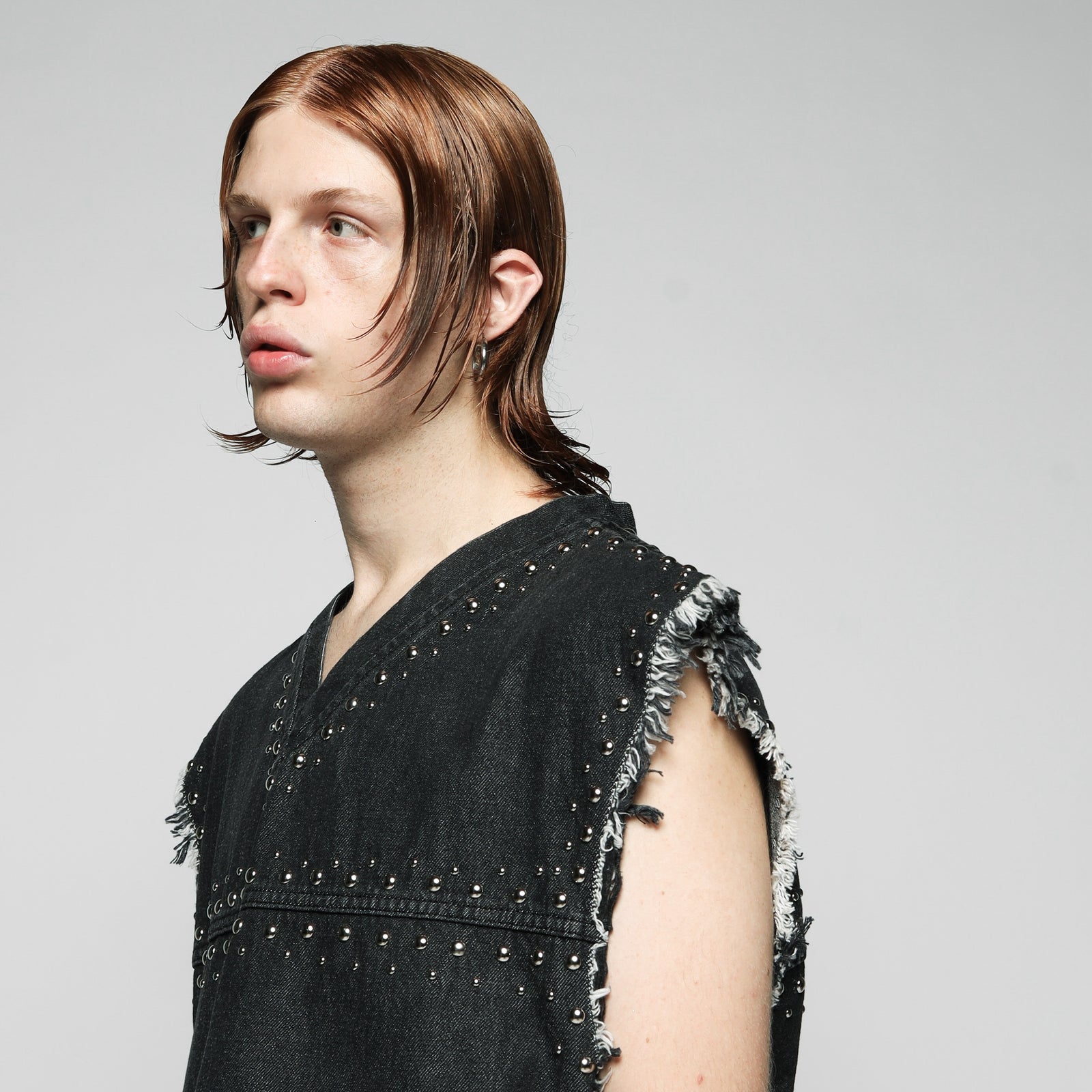 CANOTTA STUDDED TORSO IN DENIM - UOMO