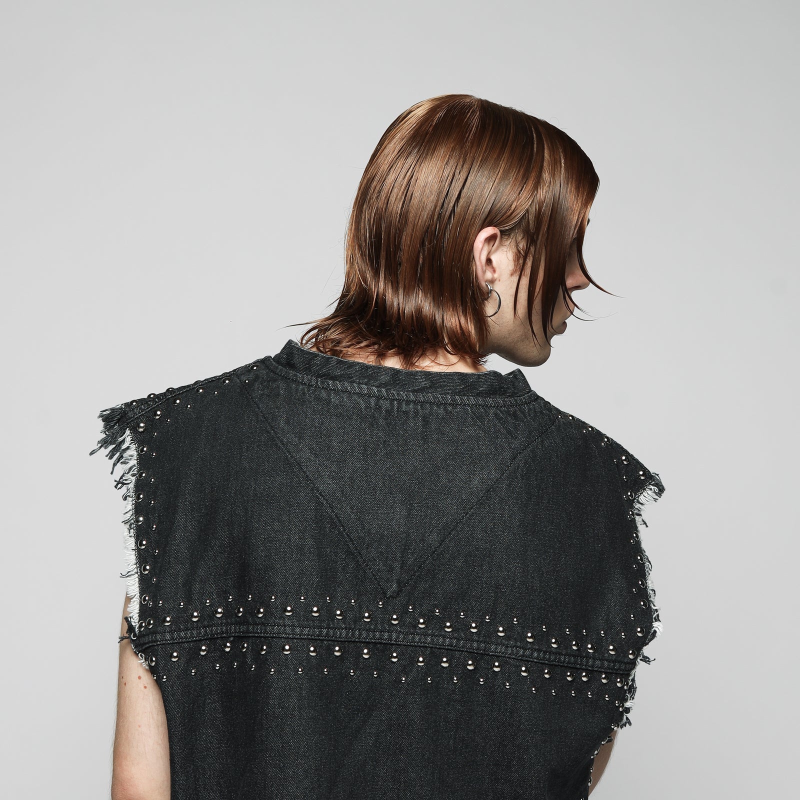 CANOTTA STUDDED TORSO IN DENIM - UOMO