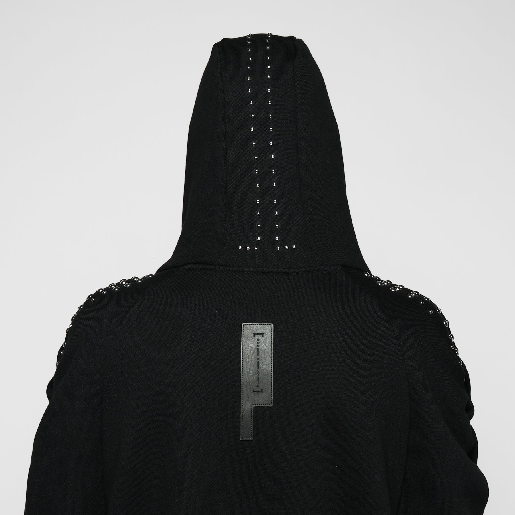 STUDDED SYNTAX FOLDED ZIP HOODIE  - MAN
